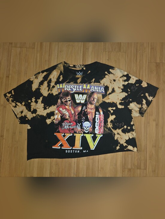 WWE Tops - WWE Tie-Dye WrestleMania XIV Graphic Tee - Black, Orange, Yellow